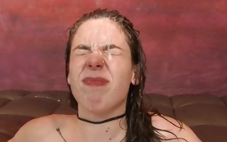 Hot teen cutie gets her entire face covered in jizz
